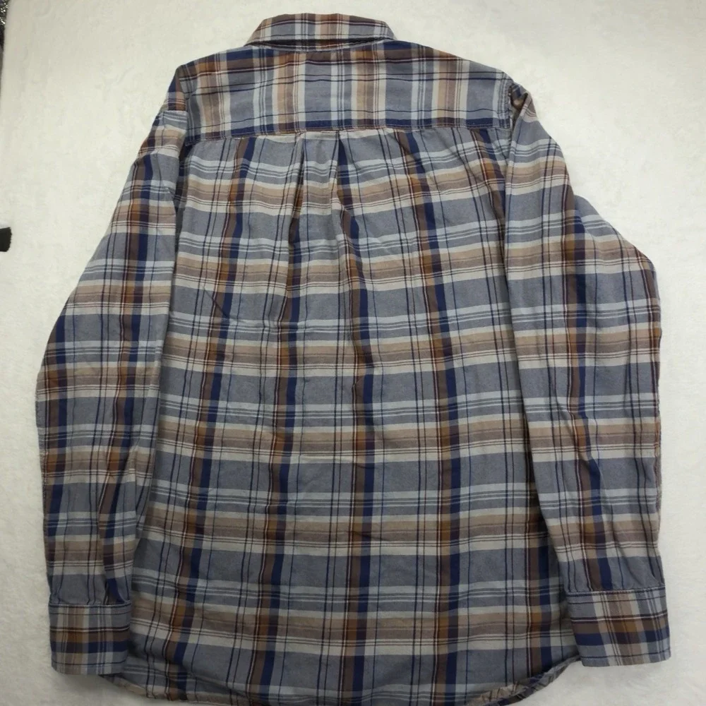 The North Face Navy Blue Plaid Long Sleeve Button Down Shirt Men's Size Medium